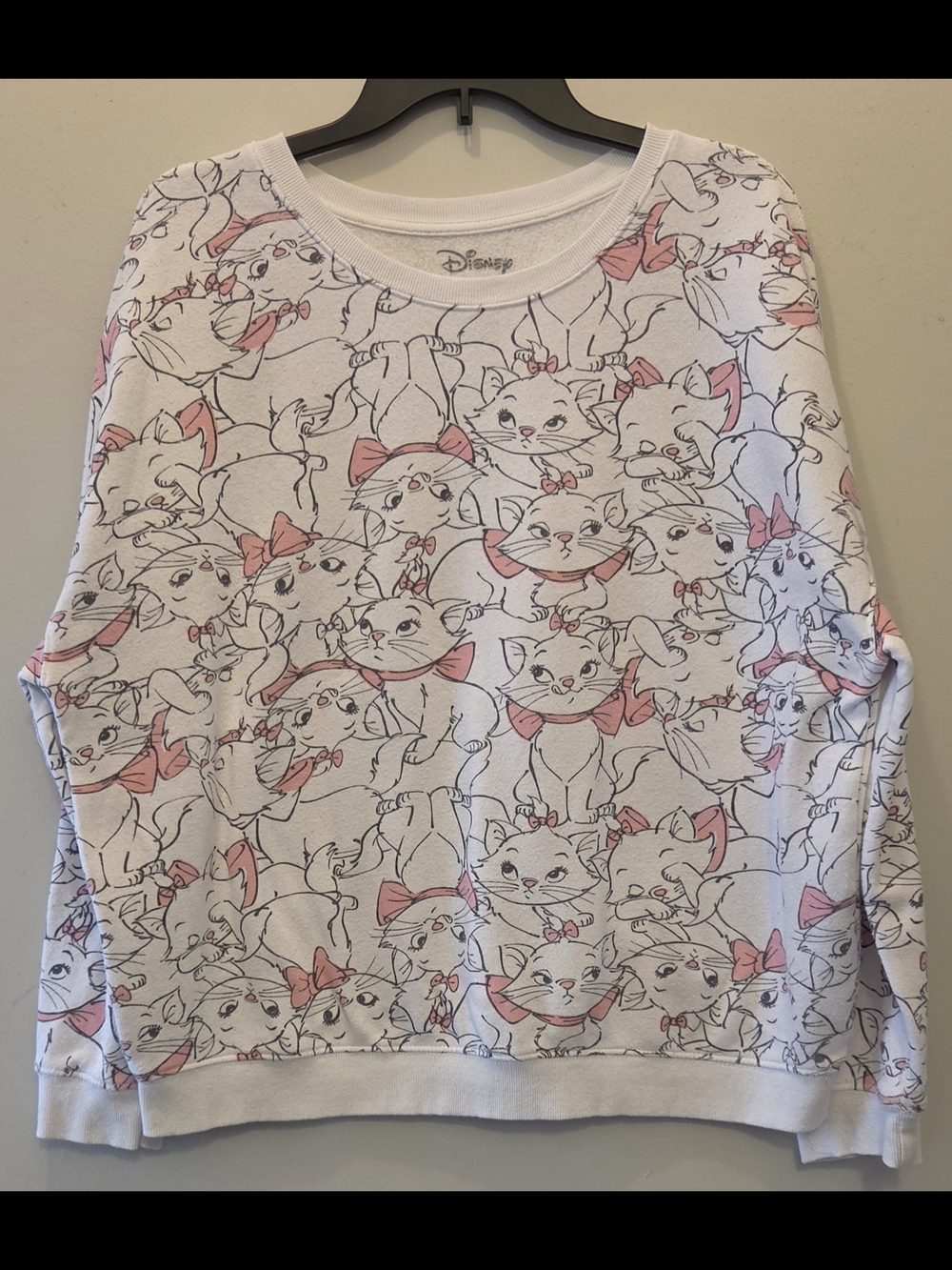 Disney Marie Cat Print Sweatshirt - White & Pink